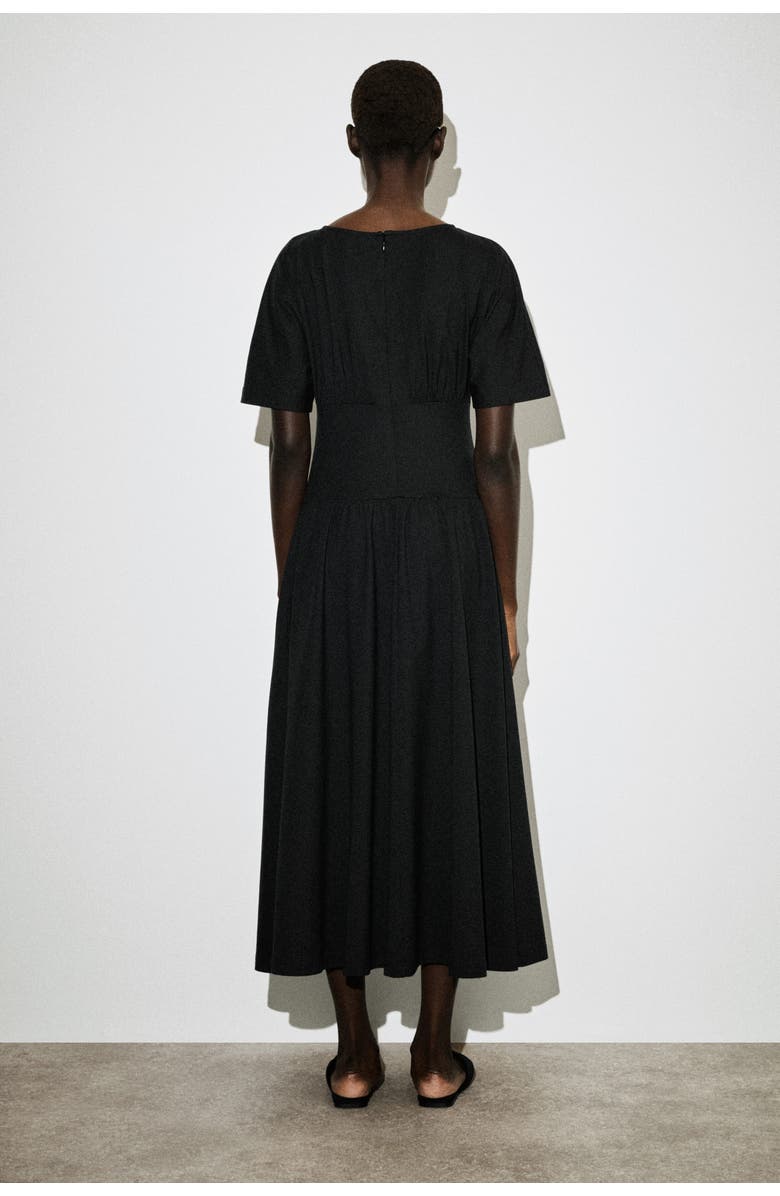 COS Waisted Cotton Midi Dress, Alternate, color, Black