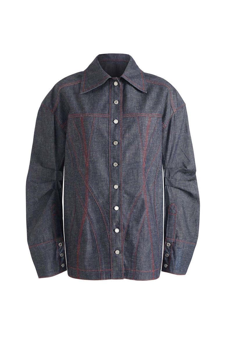 Jendue Harvey Comfort Denim Shirt -Stylish Unisex Jean Shirt, Alternate, color, Deep Blue