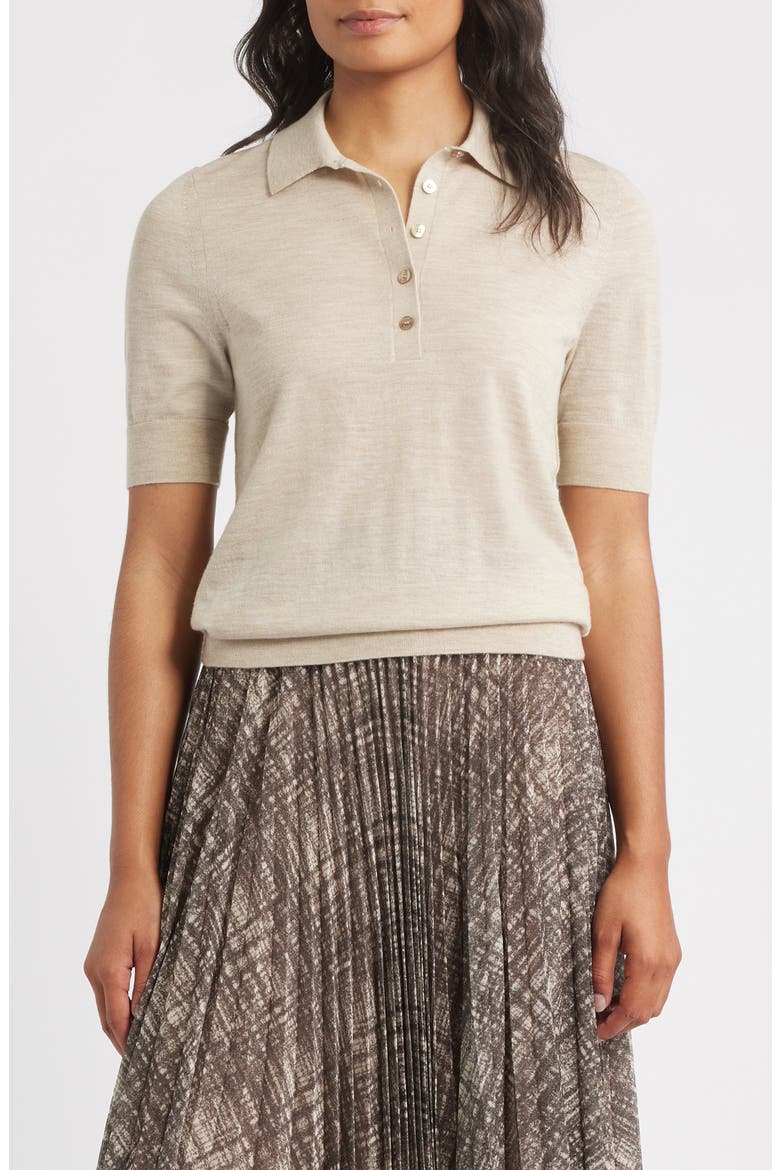 Fidenka Virgin Wool Polo Sweater, Main, color, LT BGE