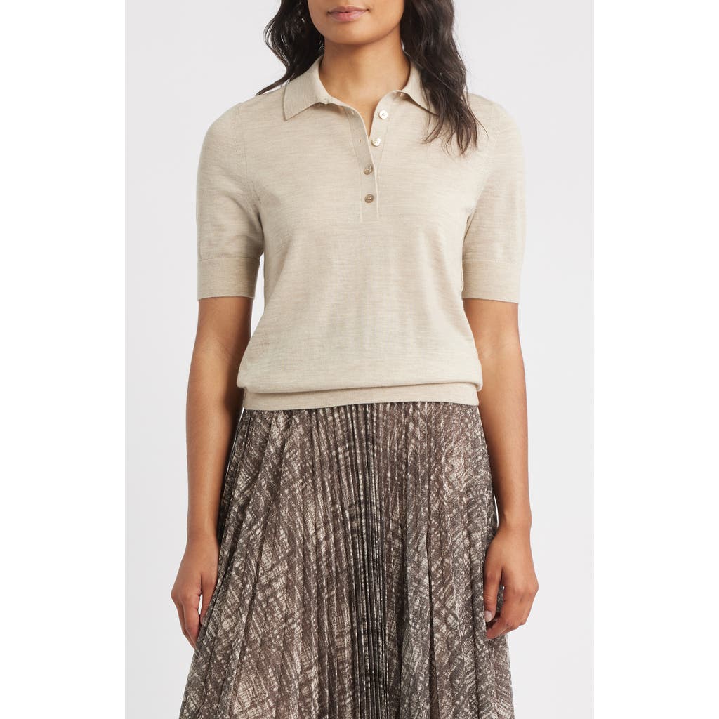 Hugo Boss Boss Fidenka Virgin Wool Polo Sweater In Nude