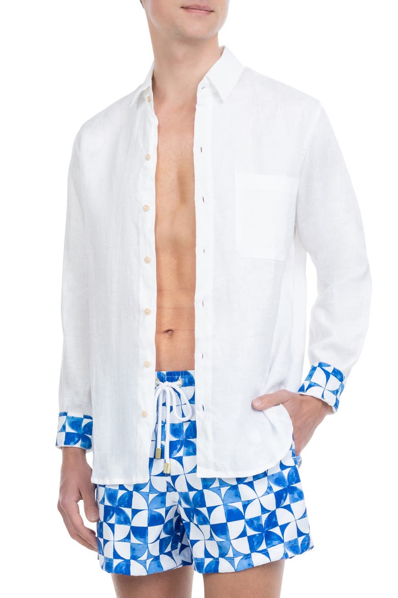 The Greece - Long Sleeve Linen Shirt, Alternate, color, White