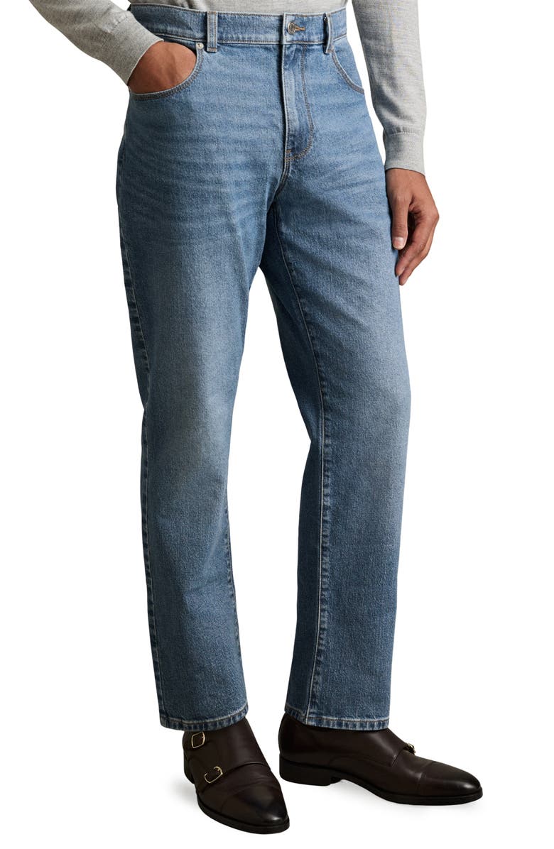 Reiss Bishopsgate Straight Leg Jeans, Main, color, Mid Blue Wash