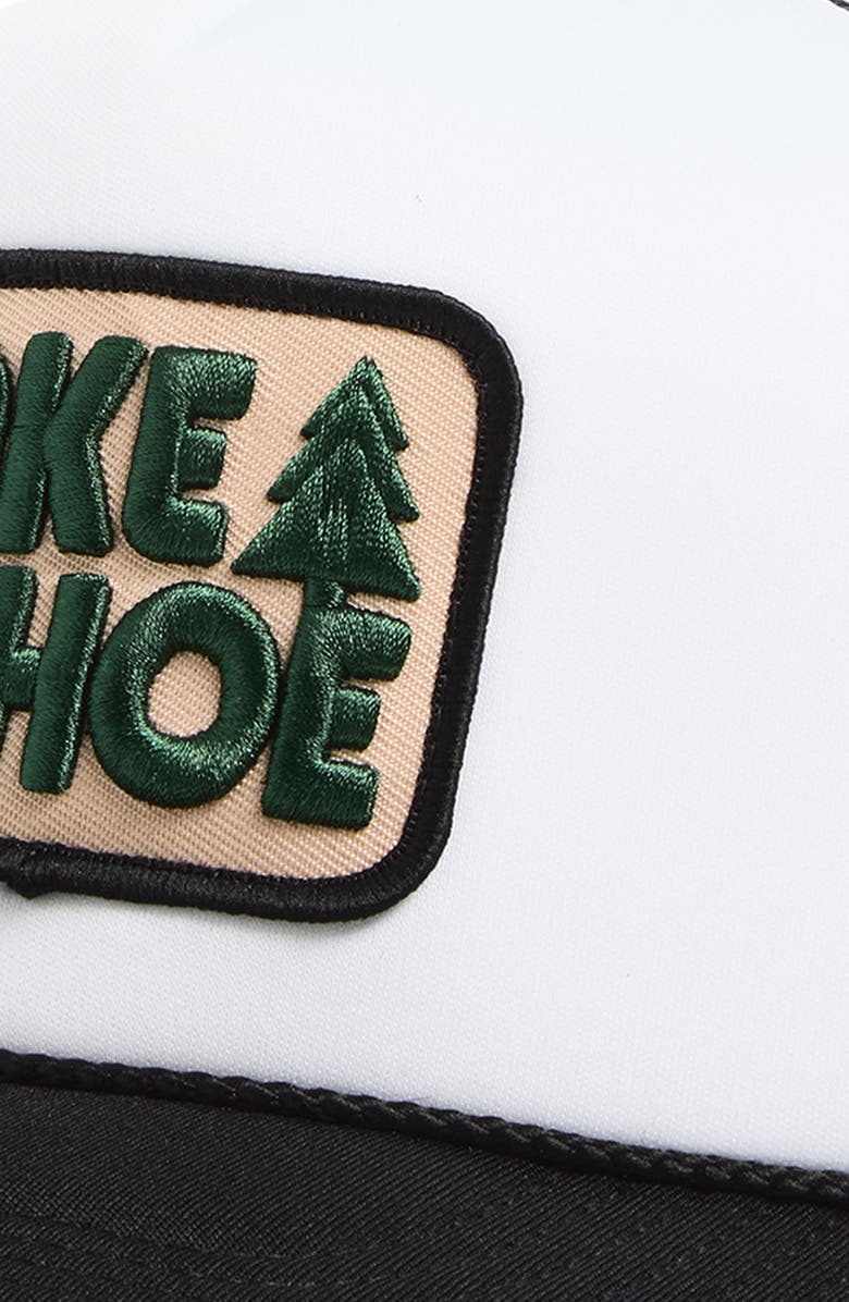 Local Beach Lake Tahoe Patch Snapback Trucker Hat, Alternate, color, Black/ White