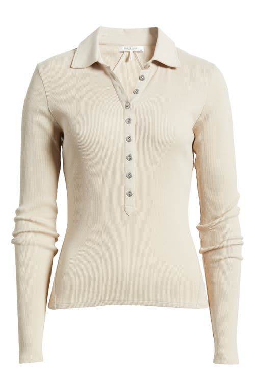 Rag & Bone The Essential Rib Long Sleeve Polo