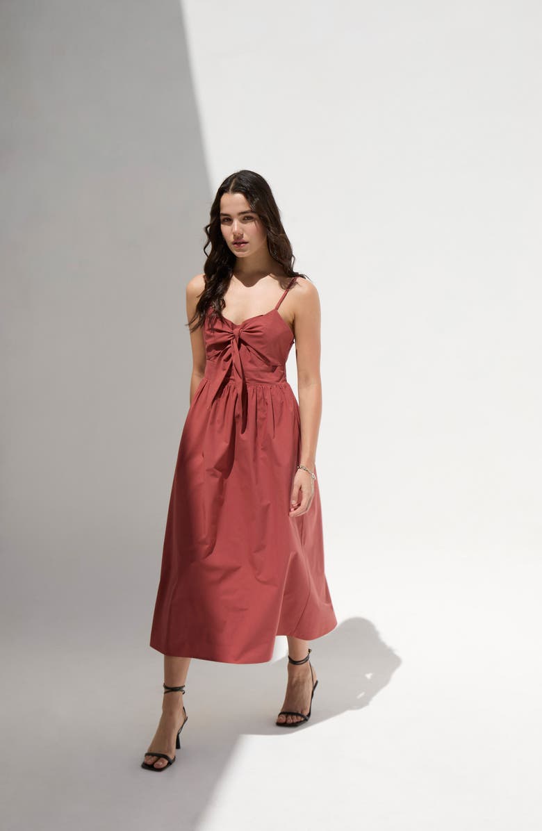 DELUC Padua Tie Bust Cotton Sundress, Alternate, color, Reddish Brown