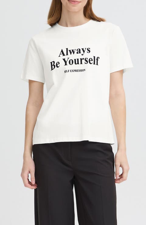 Ihrubby Be Yourself Cotton Graphic T-Shirt