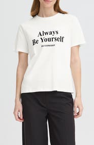 ICHI Ihrubby Be Yourself Cotton Graphic T-Shirt