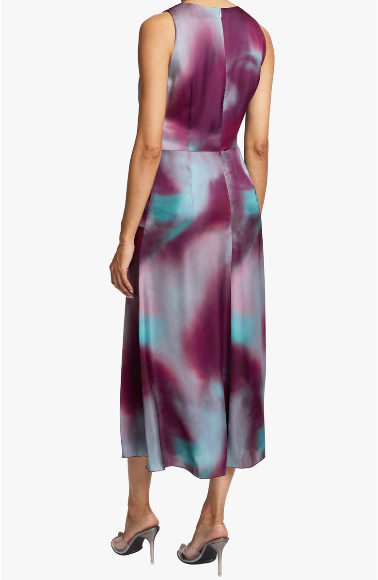 Santorelli EDEN Sleeveless Midi Dress in Ombre Matte Charmeuse, Alternate, color, Cherry Cola