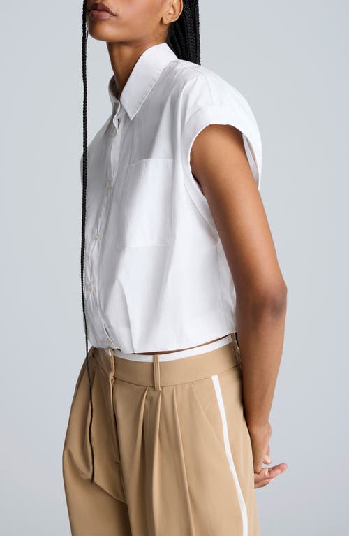 Kenneth Cole Drop Shoulder Crop Button-up Shirt In Pure White
