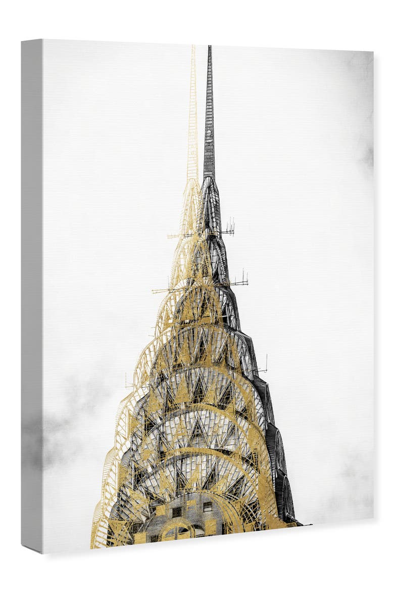 Golden Building Canvas Wall Art, Alternate, color, WHITE