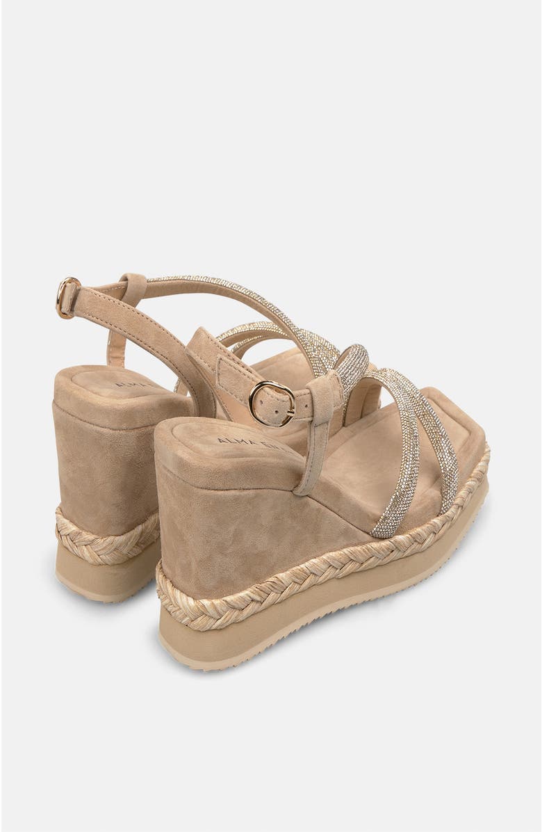 Alma en Pena Braided Wedge With Rhinestones, Alternate, color, Beige