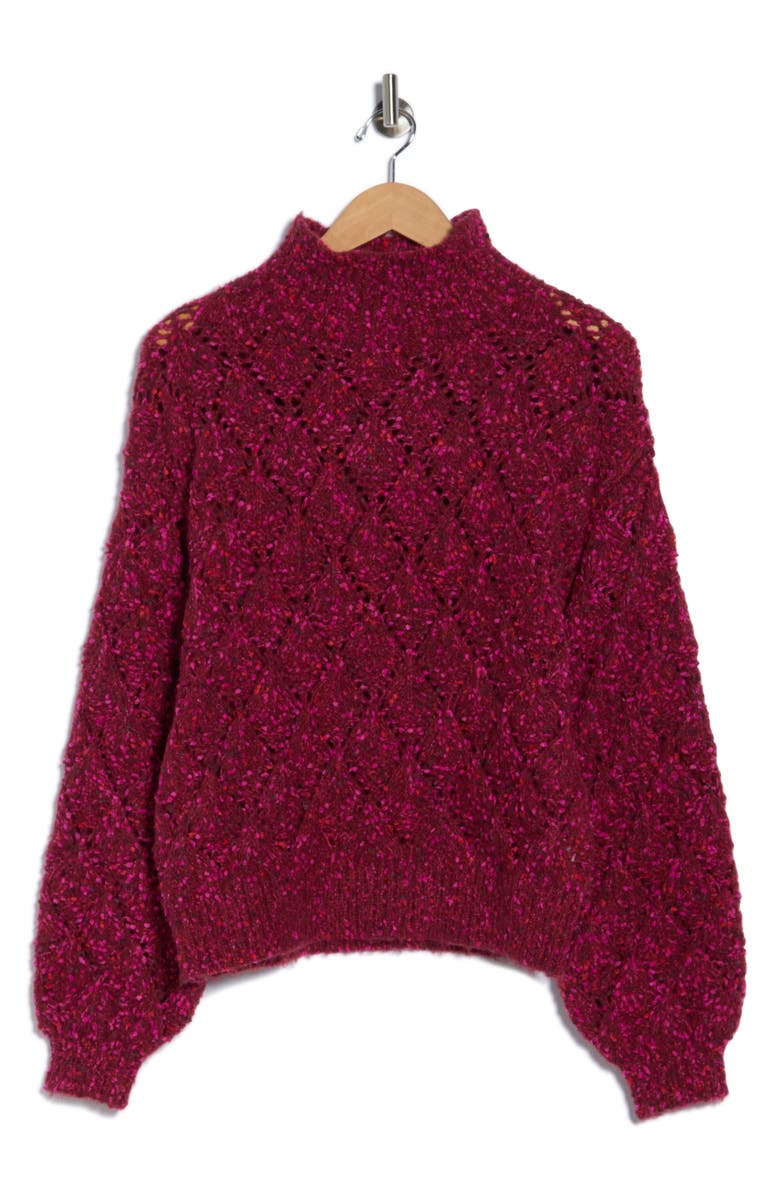 Melrose and Market Fiesta Mock Neck Sweater, Alternate, color, Red Grape Multi