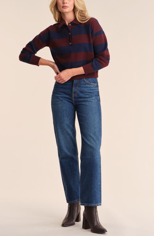 525 Lennon Double Collar Rugby Stripe Pullover In Multi