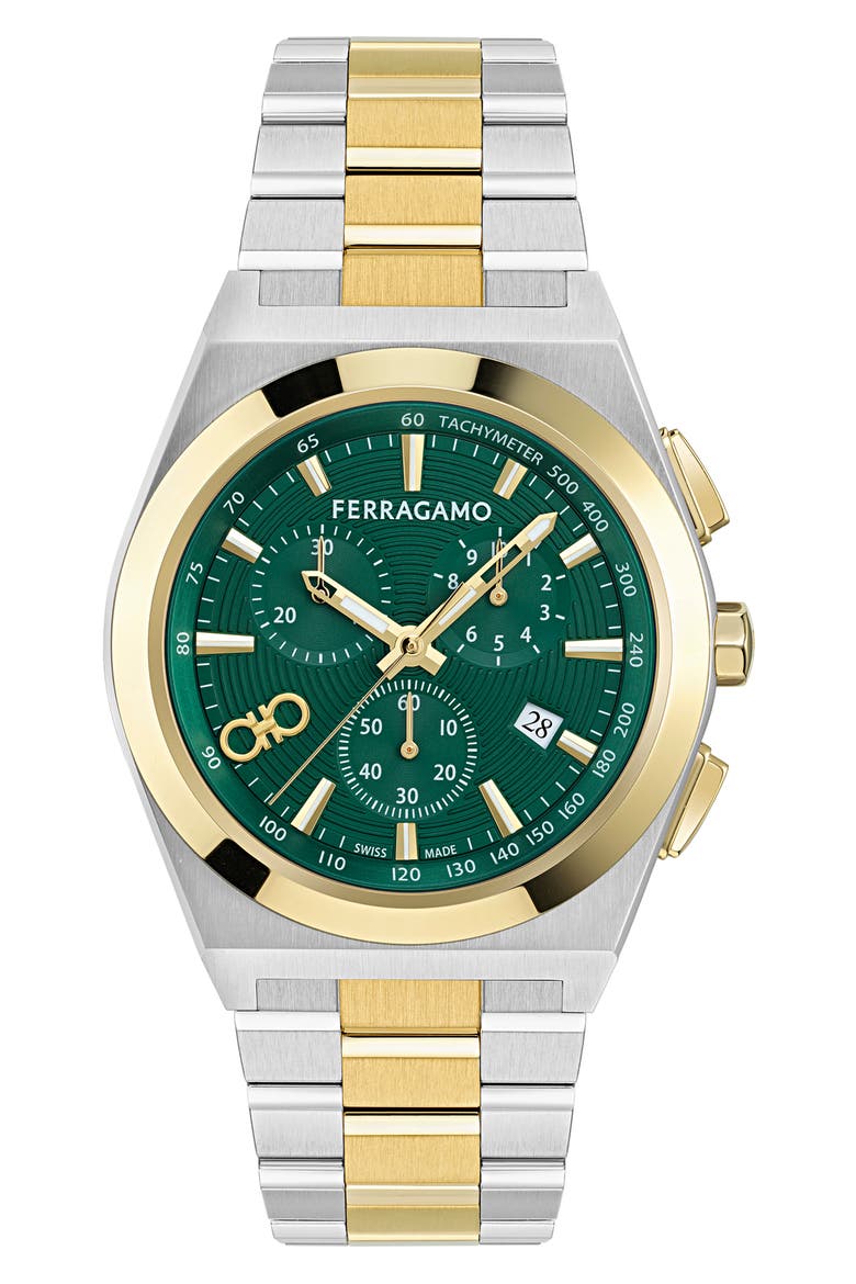 Vega Upper East Two-Tone Bracelet Chronograph Watch, 42mm, Main, color, TWO TONE