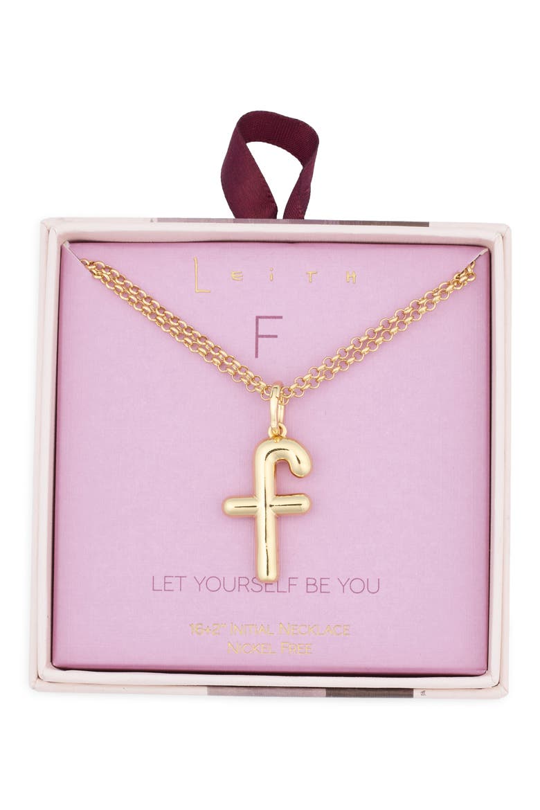 Lowercase Initial Bubble Pendant Necklace, Main, color, F- GOLD