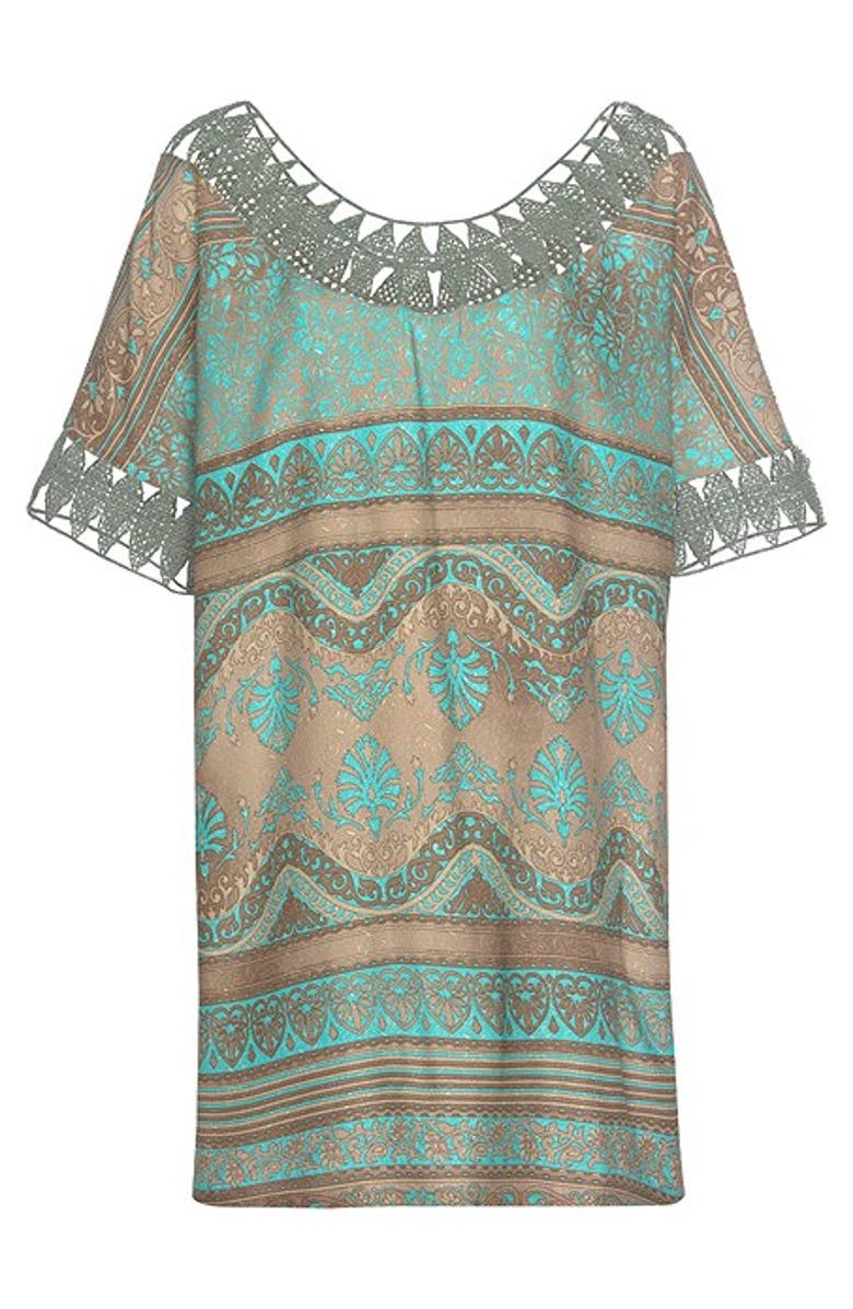 LASCANA Women's Boho Print Cover Up Turquoise Print, Alternate, color, Turquoise Print - 0/2