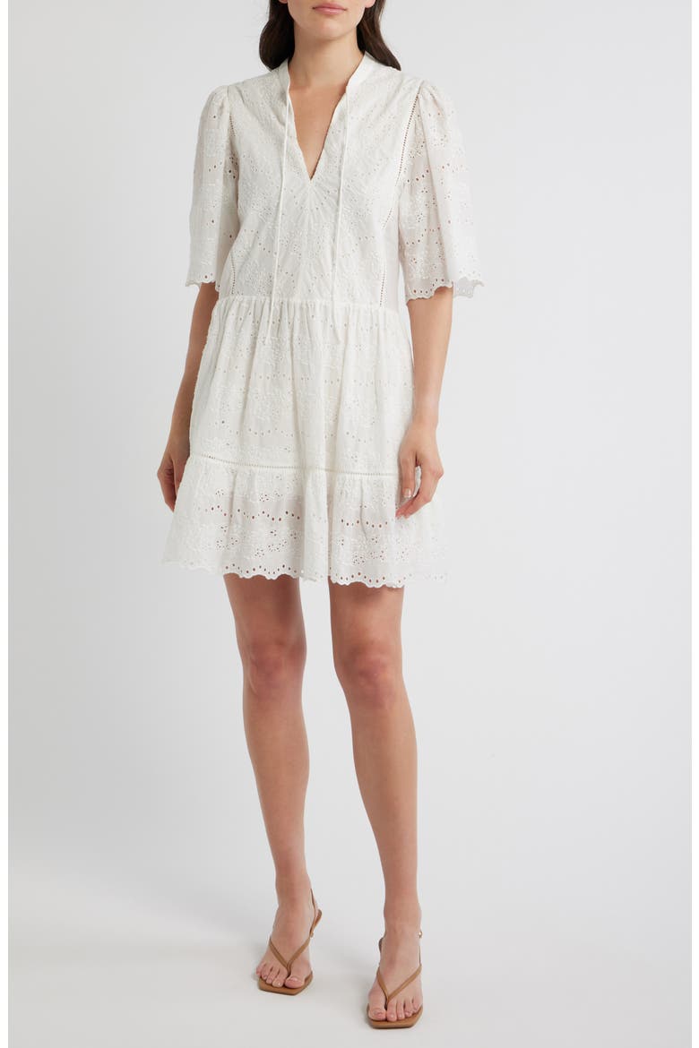 Cotton Broderie Dress, Main, color, SOFT CREAM