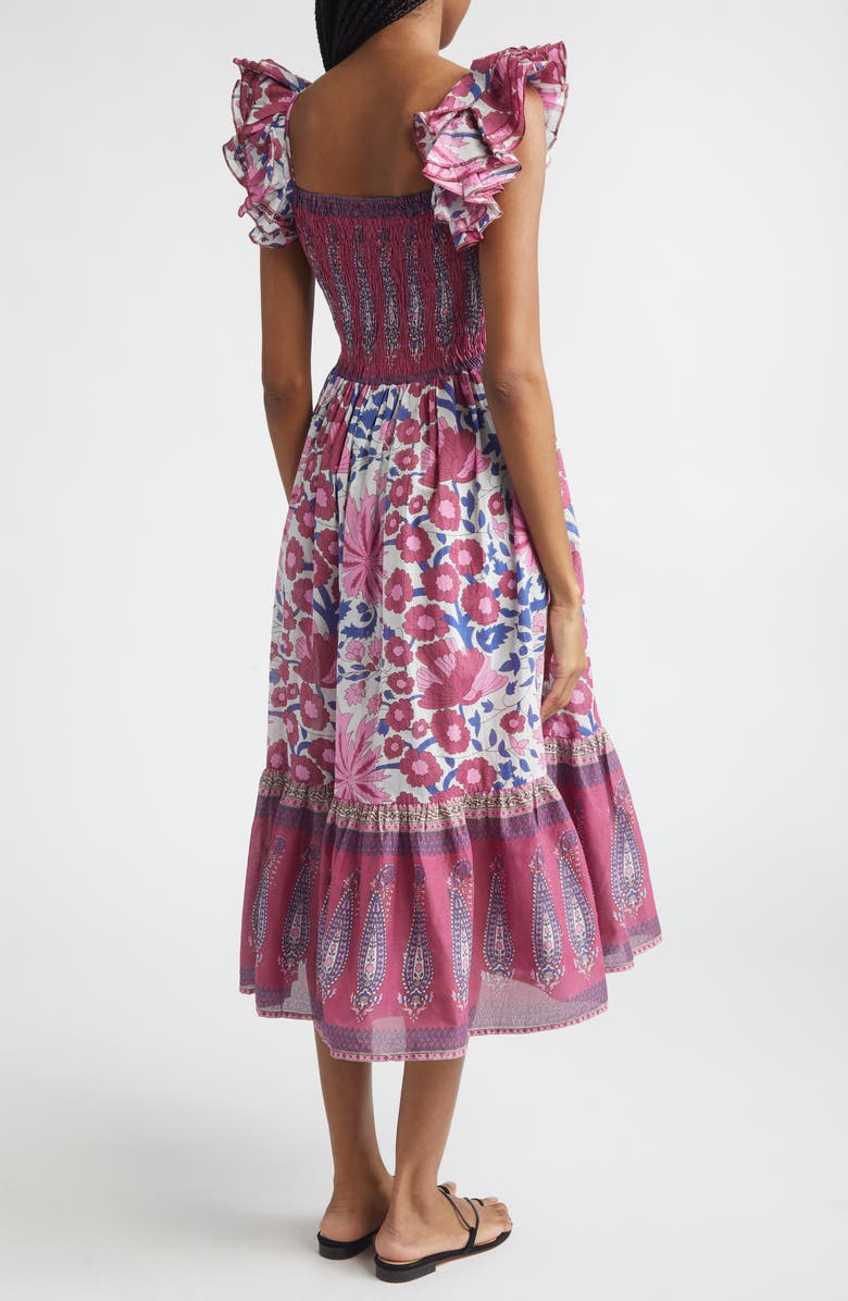 MILLE Olympia Smocked Midi Dress, Alternate, color, Fiji