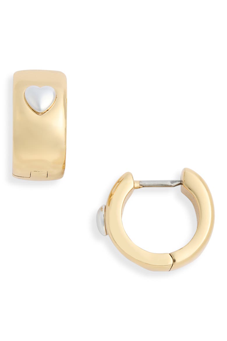 heartful huggie hoop earrings, Main, color, GOLD SILVER