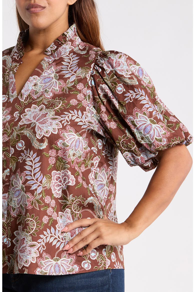 Pipa Bubble Sleeve Top, Alternate, color, BROWN-FLORAL