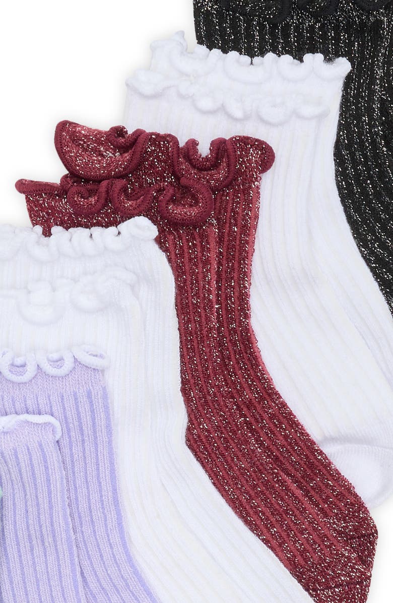 Nordstrom Kids' 6-Pack Sparkle Ankle Socks, Alternate, color, 