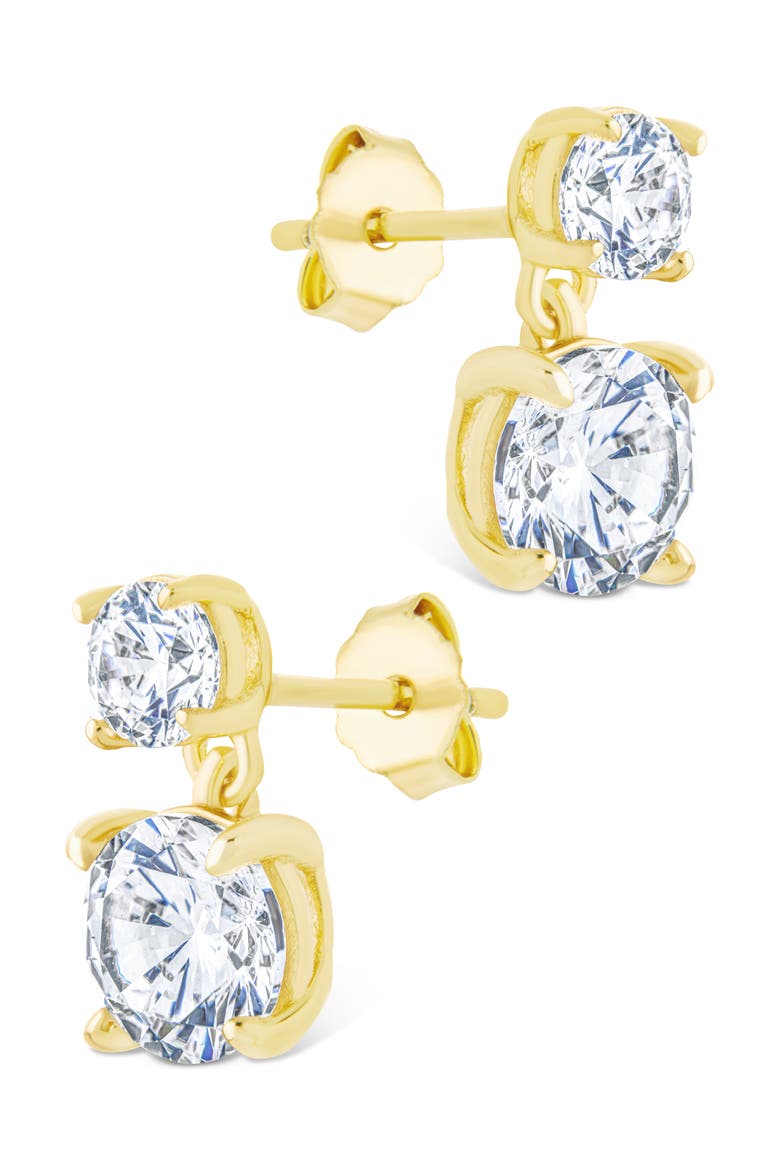 Galatea Brilliant Cubic Zirconia Drop Earrings, Alternate, color, GOLD