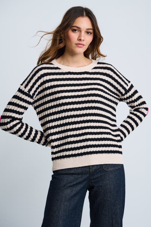 Lisa Todd Heart Cotton Cashmere Striped Sweater In Gray