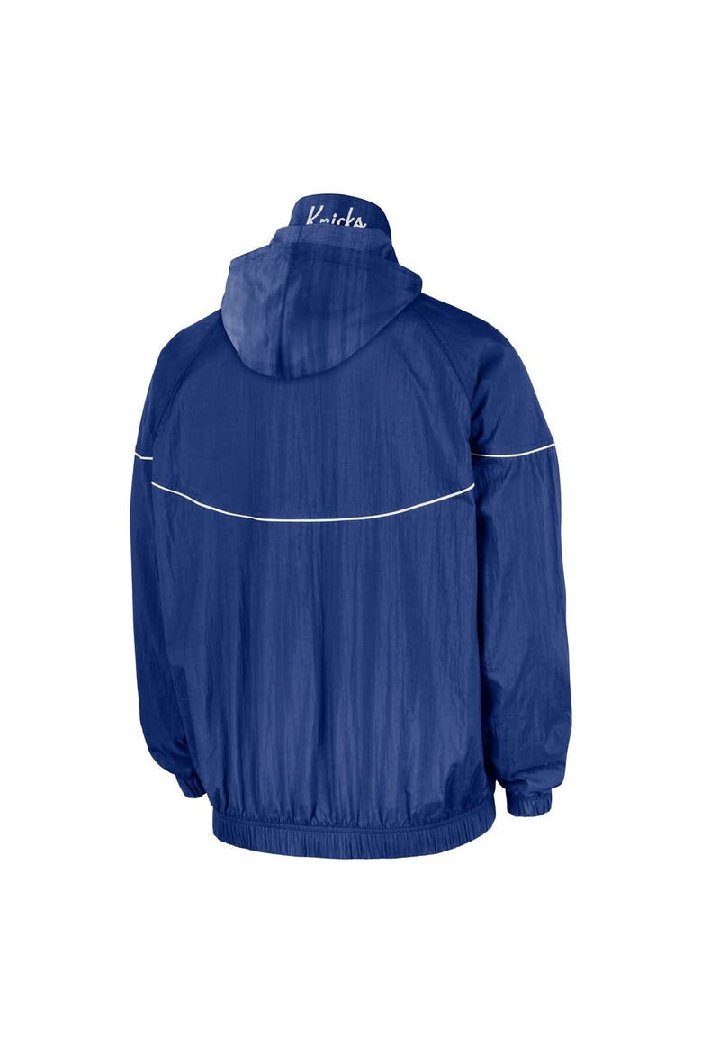Men's Nike  Blue New York Knicks Courtside Windrunner Woven Half-Zip Hooded Jacket, Alternate, color, Blue
