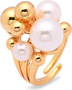 EYE CANDY LOS ANGELES Thea Faux Pearl Cluster Statement Ring