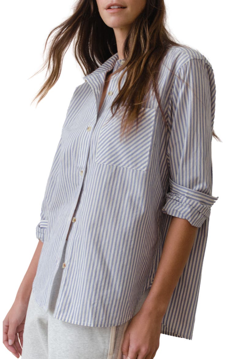 Jane California Relaxed Stripe Cotton Poplin Button-Up Shirt, Alternate, color, BLUE STRIPE
