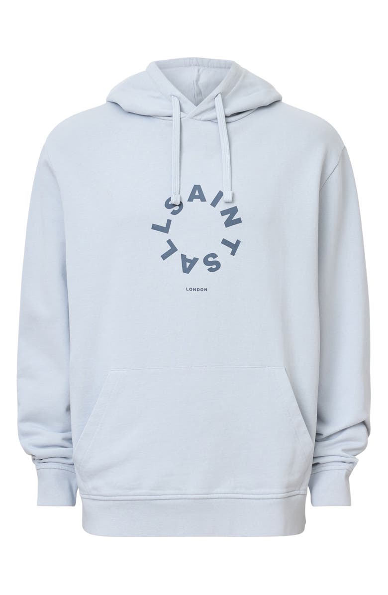 AllSaints Tierra Logo Graphic Hoodie, Alternate, color, Ashen Blue