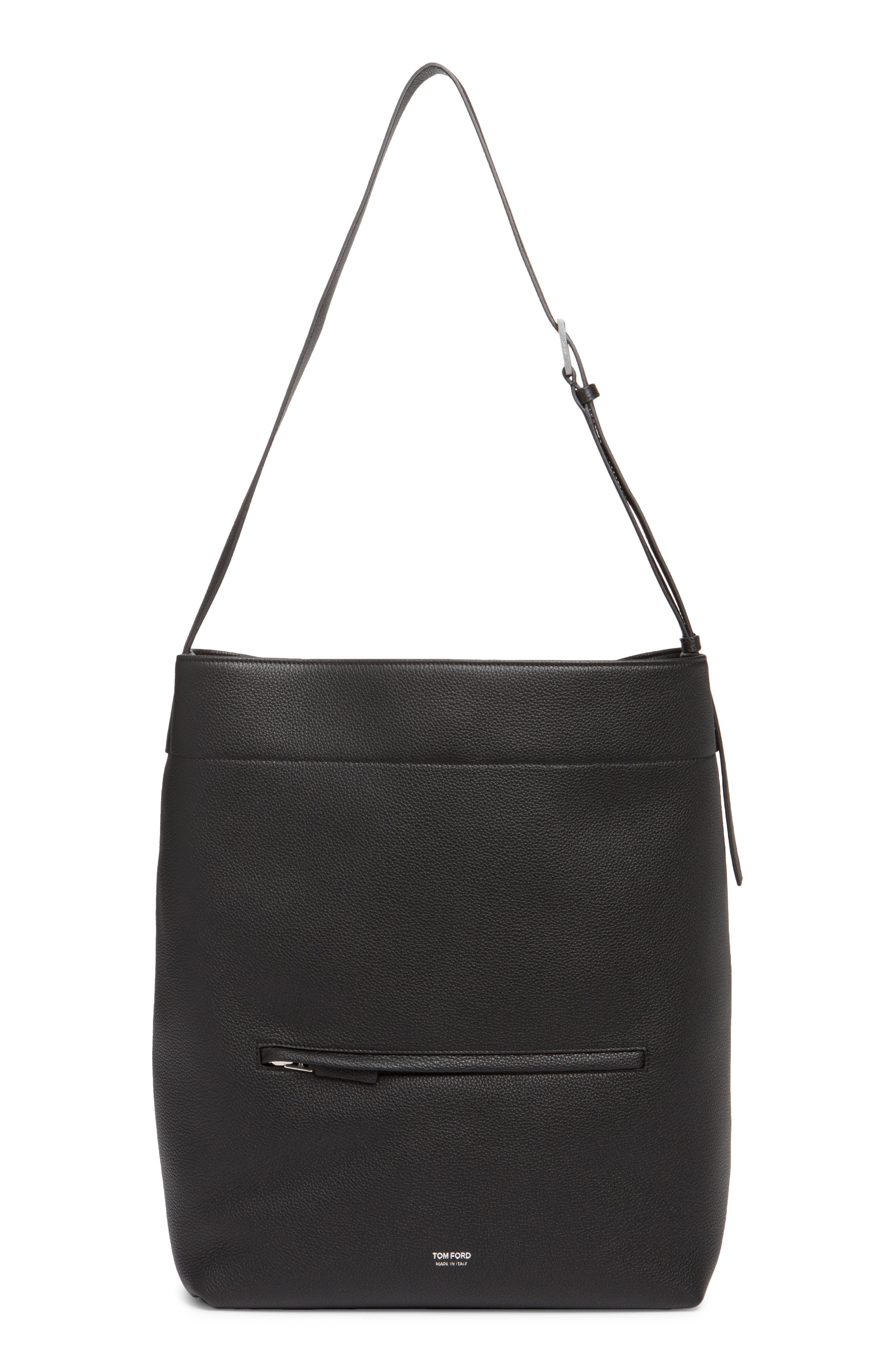 Soft Line Leather Bucket Bag, Main, color, NAA BLACK