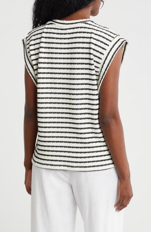 Bobeau Stripe Textured Knit Tank In Gray