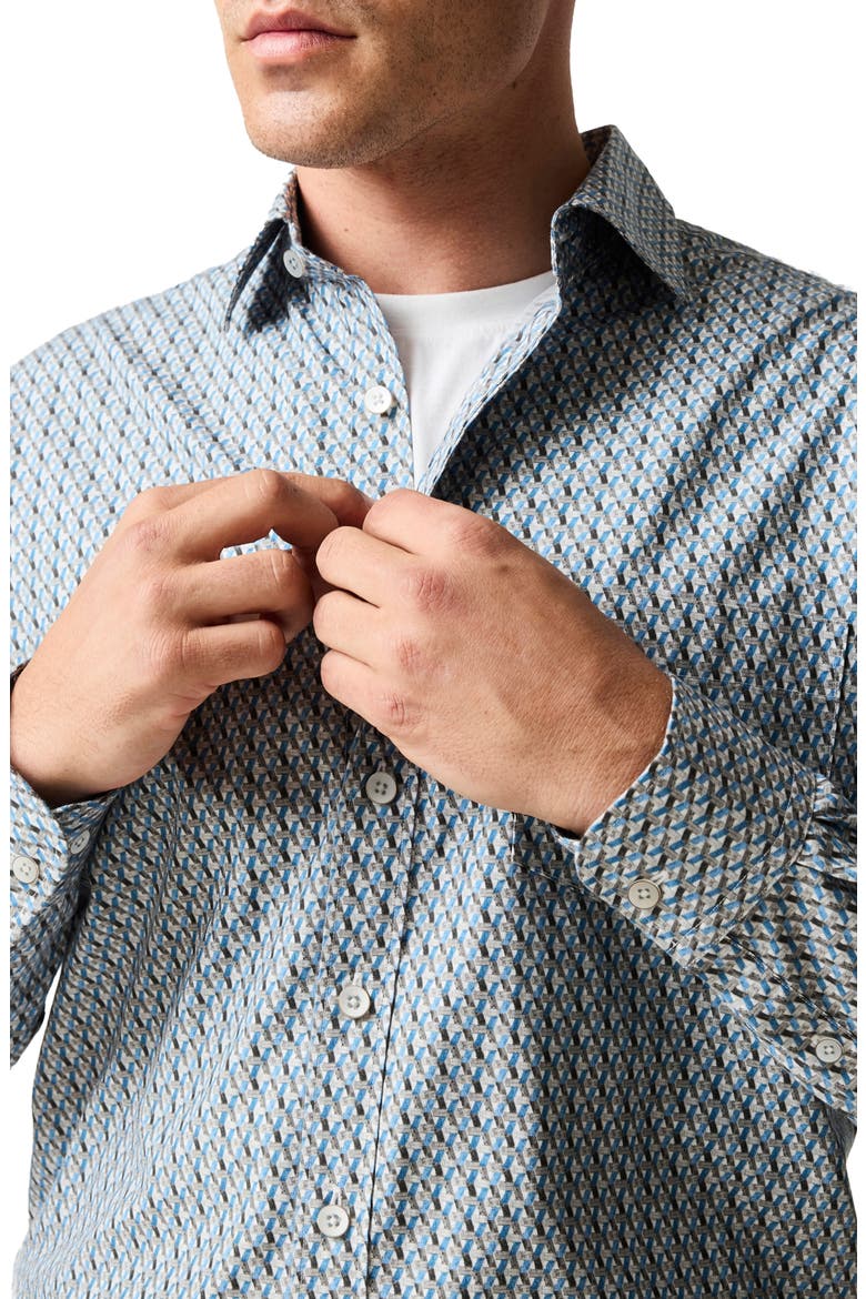 Maitlands Sports Fit Geometric Print Cotton Poplin Button-Up Shirt, Alternate, color, DUSK