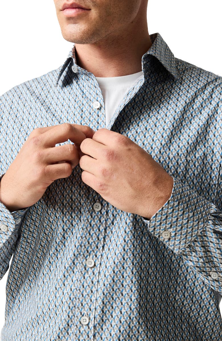 Rodd & Gunn Maitlands Sports Fit Geometric Print Cotton Poplin Button-Up Shirt, Alternate, color, Dusk