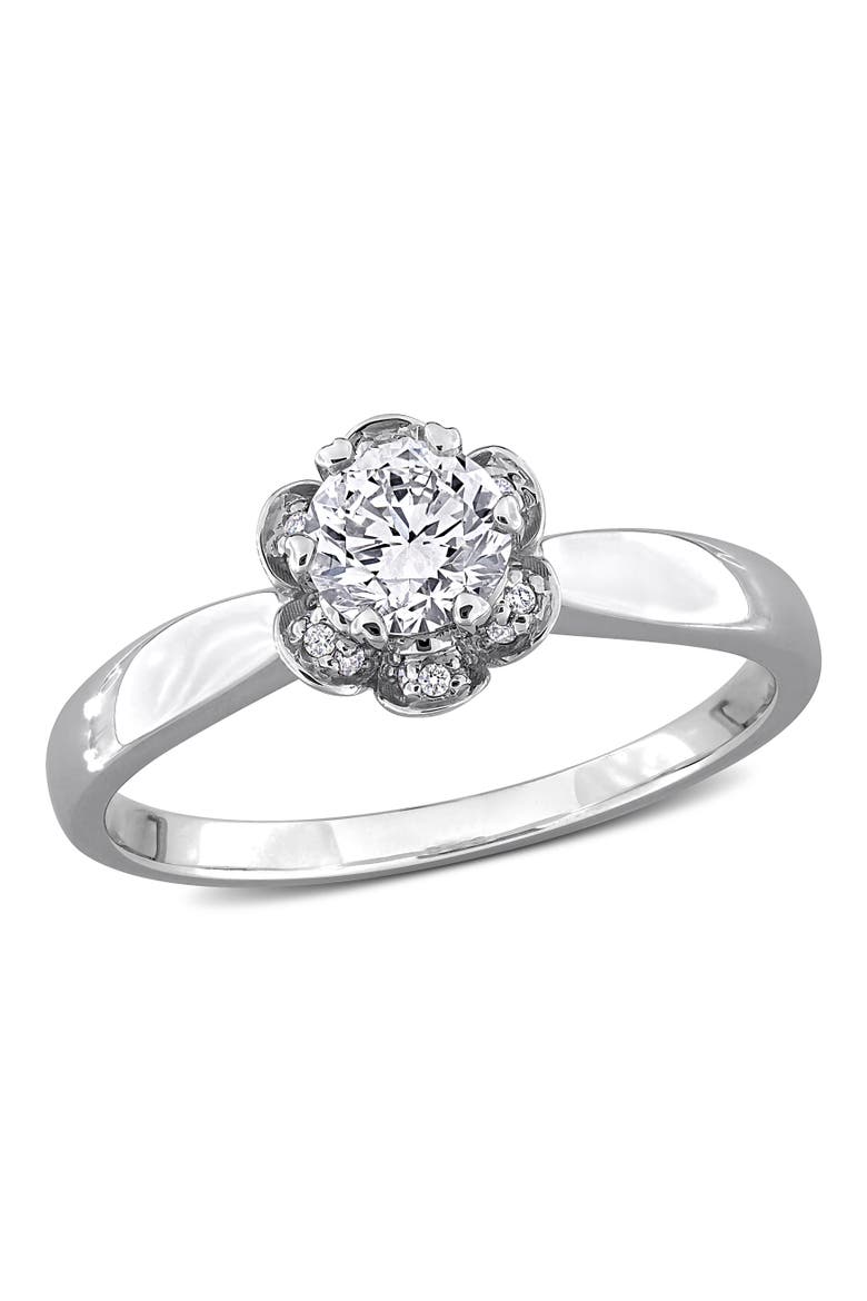 1/2 ctw Lab-Grown Diamond Flower Ring 18k, Main, color, White Gold