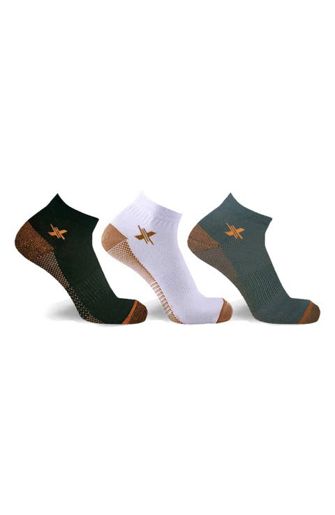 3-Pack Copper Infused Ankle Length Compression Socks