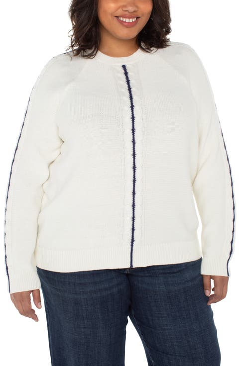 Crewneck Cotton Blend Sweater (Plus)