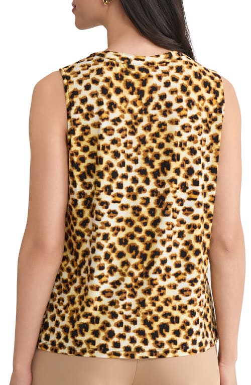 Kasper Pleated Sleeveless Top In Animal Print
