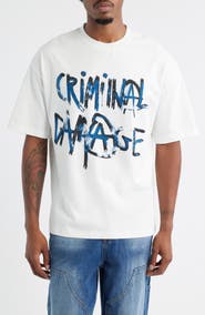 CRIMINAL DAMAGE Spray Logo Cotton T-Shirt