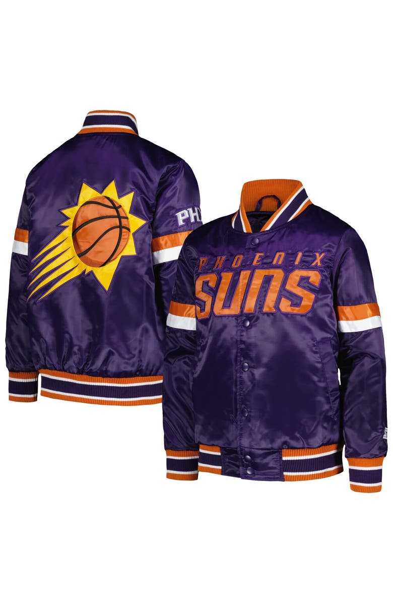 STARTER Youth Starter Purple Phoenix Suns Home Game Varsity Satin Full-Snap Jacket, Main, color, Purple