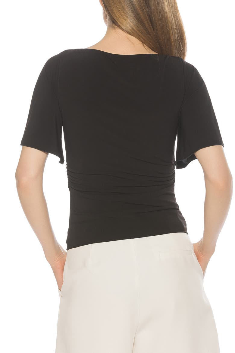 Jan Boat Neck Short Sleeve Ruched Top, Alternate, color, BLACK