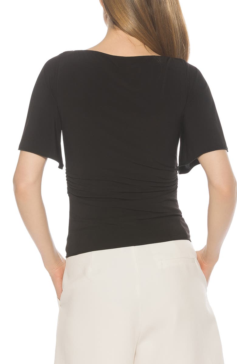 Alexia Admor Jan Boat Neck Short Sleeve Ruched Top, Alternate, color, Black