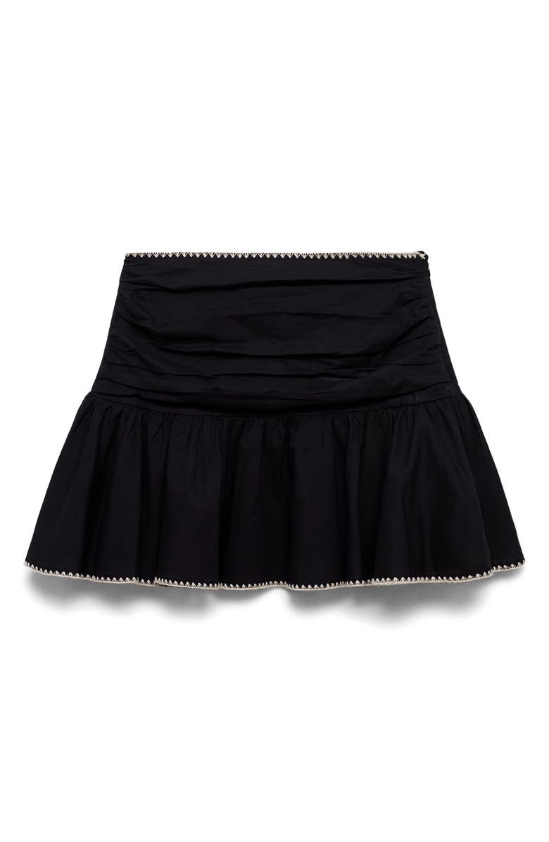 MANGO TEEN Embroidered Ruffle Cotton Miniskirt, Alternate, color, Black