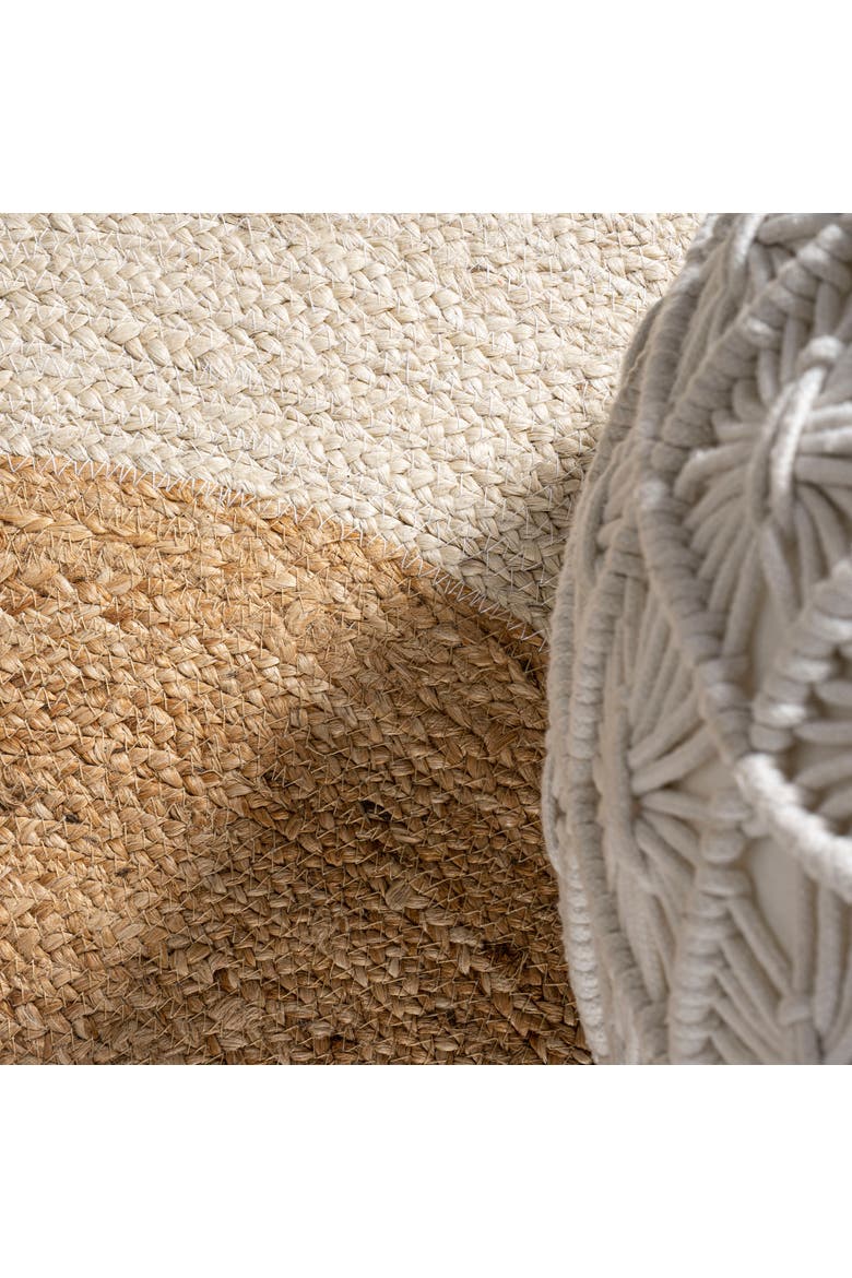 Oceana Two-Tone Boho Jute Circle Round Area Rug, Alternate, color, Cream/Natural