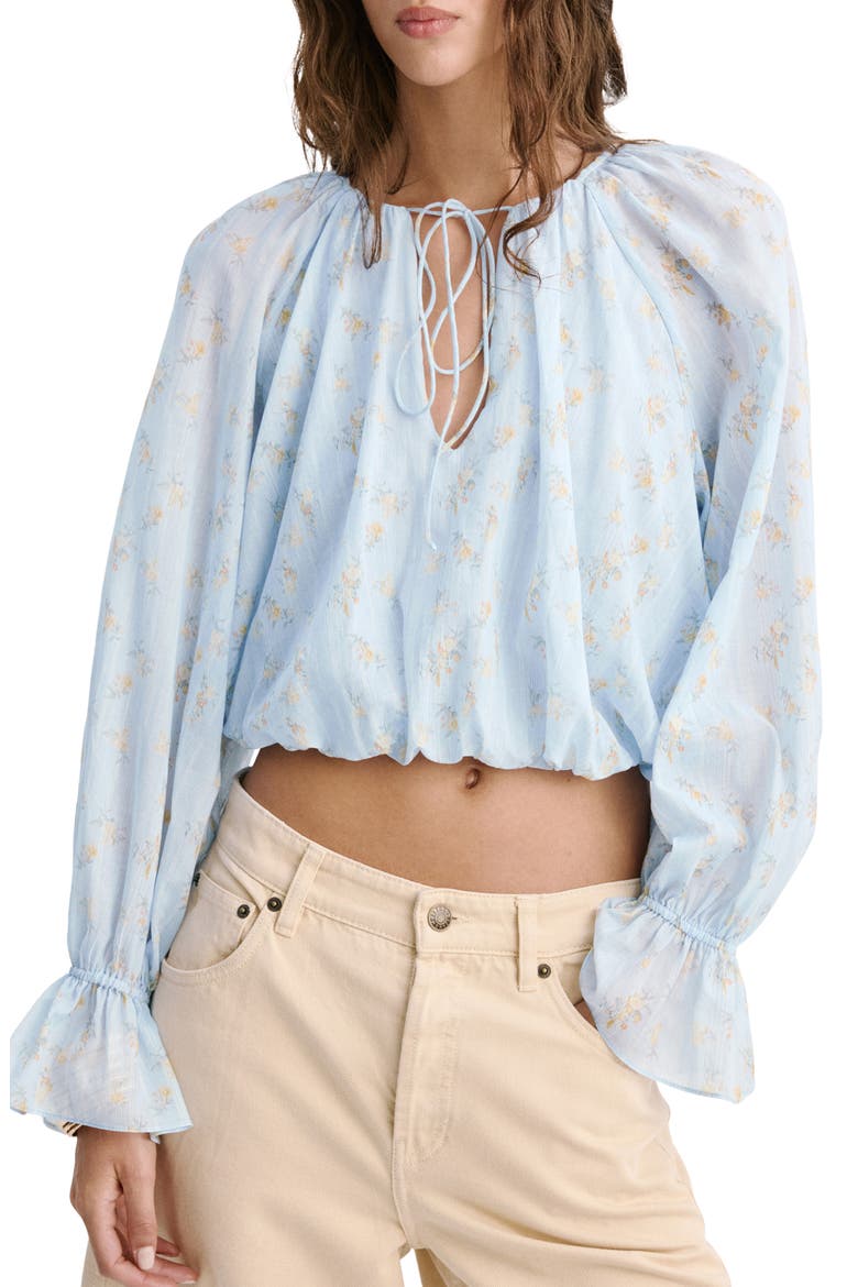 Floral Print Crop Top, Main, color, BLUE