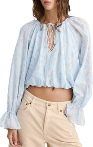MANGO Floral Print Crop Top