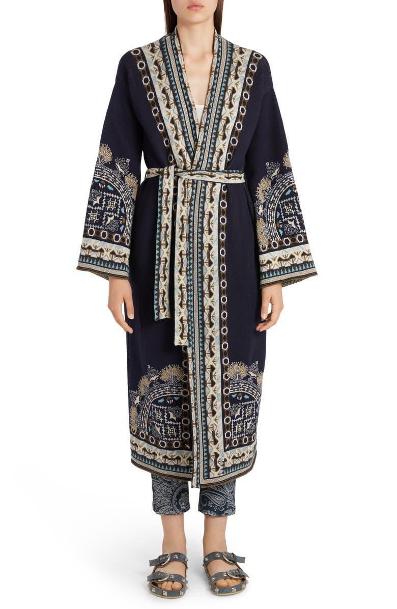 Etro Paisley Belted Sweater Coat, Main, color, 