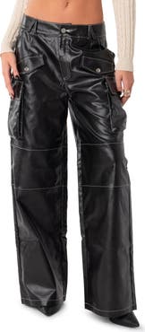 EDIKTED Faye Faux Leather Cargo Pants