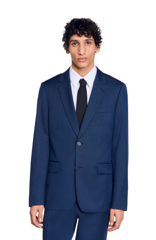 Sandro Wool Suit Jacket In Royal Blue